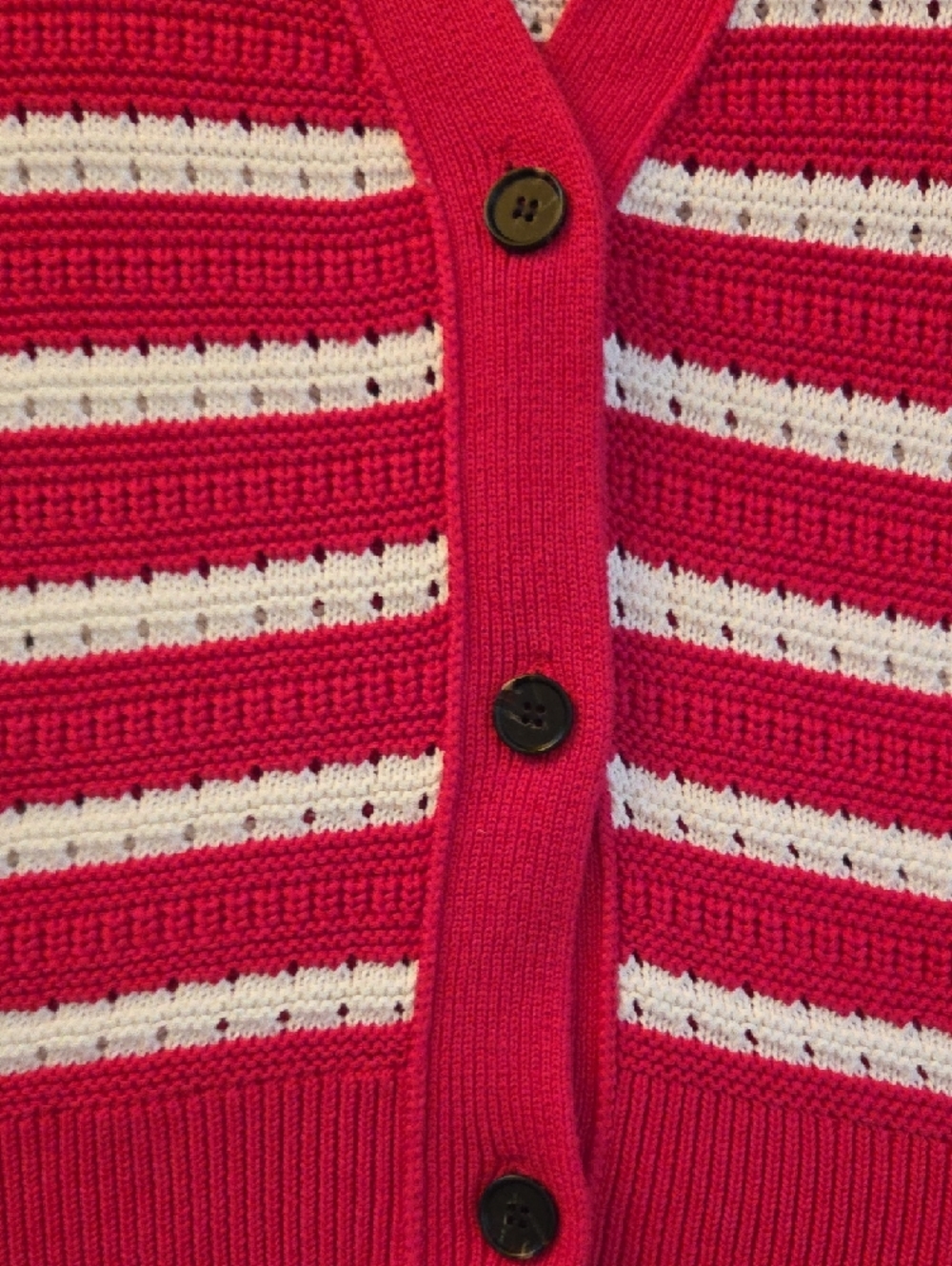 Rails Pink and White Striped Button-Up Cotton Cardigan - Picture 3 of 9
